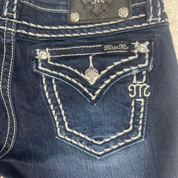 Miss Me Chloe Boot Dark Wash Jeans Sz 29 Altered Cropped to 23" Inseam Capri - Picture 9 of 11